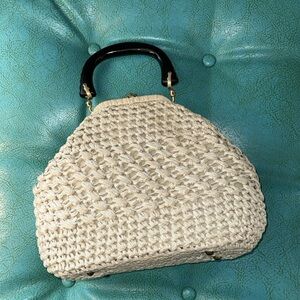 Styled by Simon Made in Italy vintage cream woven purse handbag mid century